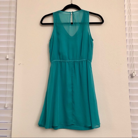 Pacsun Teal Beaded Collar Dress (Small) - Picture 2 of 6